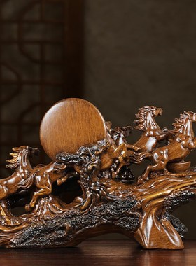 八骏雄风招财马摆件家用客厅玄关酒柜办公室桌面装饰乔迁开业礼品