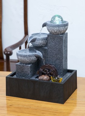 桌面流循环客厅装饰店铺前台室茶台招财小车风轮