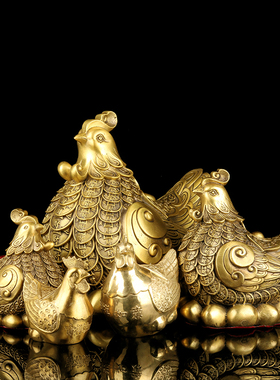 铜母鸡金钱日进斗金母鸡金鸡下蛋招财生肖鸡客厅办公室桌面工艺品