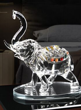 大号透明白水晶大象摆件镶钻吉祥如意客厅家居客厅装饰品生日礼物