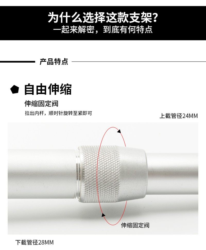 监控伸缩支架 加长杆室内外60-120cmL型铝合金摄像头万向壁装吊装 - 图2