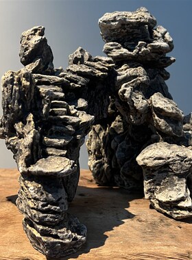 中式仿真假山实心陶瓷创意吸水石头鱼缸微景观造景培菌沉水摆件