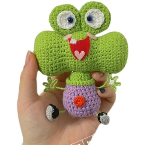 等了一生的玩具青蛙毛线钩针海绵宝宝手工编织diy材料包钥匙挂件 - 图3