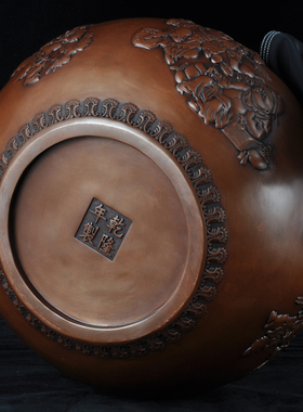 紫铜婴戏图缸摆件招财铜缸聚宝盆家居客厅酒柜玄关装饰品乔迁礼品