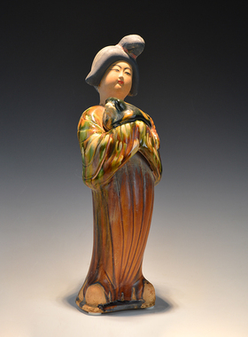 仿古唐三彩陶俑 出土瓷器 酒店古B典装饰品 复古软装 陶瓷仕女摆