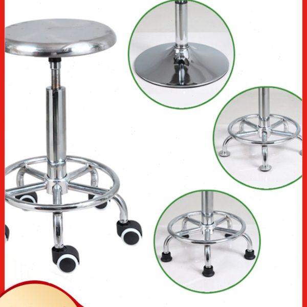 不锈钢升降旋转酒吧椅工厂车间实验室椅子滑轮流水线工作圆铁凳子,淘宝优惠券,粉丝福利购,淘宝优惠卷