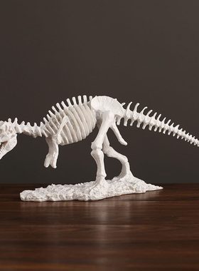 甄选欧式做旧复古仿真恐龙霸王龙化石骨架陈列道具摆件电视柜书柜