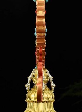 纯铜彩绘八吉祥摆件室内家用吉祥八宝彩珠镶嵌佛前八供桌面摆件