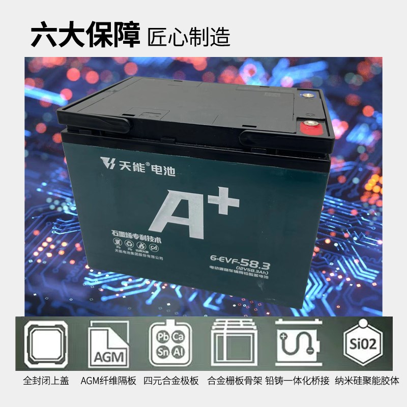 天能电池电动车三轮车12V20A/12A/32A/45A58抽水照明轮椅电瓶单个 - 图3