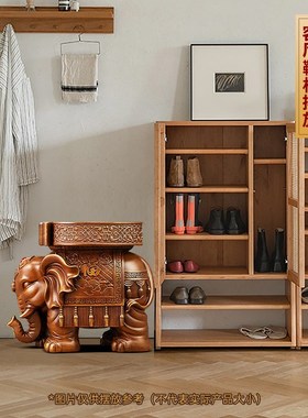 吉象如意大象福凳摆件一对招x财客厅玄关茶几装饰品搬新家乔迁礼