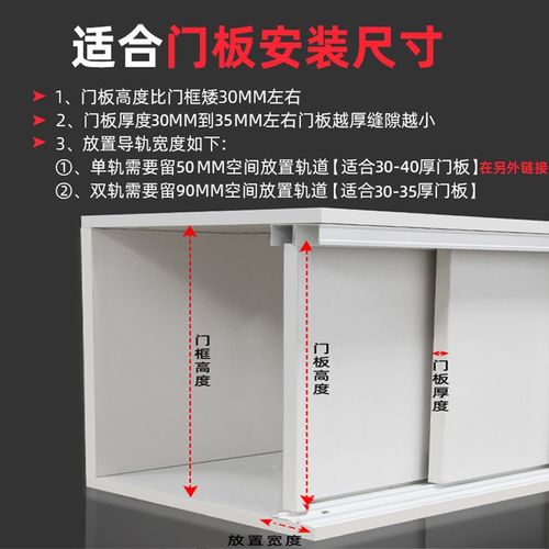 推拉门轨道免开槽衣柜移门双滑轨隔断木门平推门路轨趟门轮子导轨 - 图0