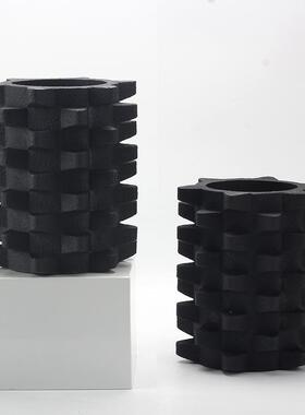 复古艺术齿轮插花花器简约家居样板间玄关桌面花瓶装饰品现代摆件