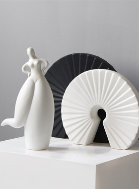 北欧简约现代客厅酒柜玄关电视柜书房几何抽象办公室X软装饰品摆