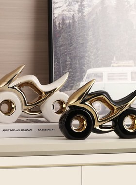 佳感陶瓷摩托机车模型轻奢玄关酒柜摆件创意办公室桌面装饰品