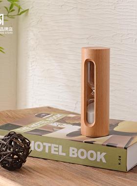 法式中古风沙漏计时器客厅桌面装饰摆件办公室实木复古风创意礼物
