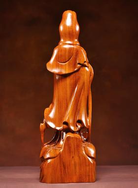 花梨木站式观音菩萨佛像摆件家居客厅家用供奉实木佛像装饰工艺品
