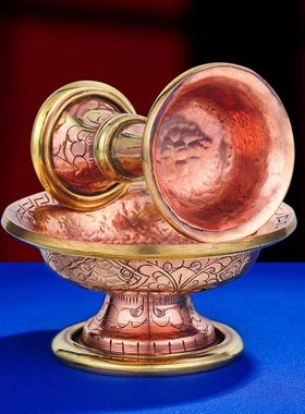 尼泊尔护法杯手工紫铜供杯用品红铜护法杯供杯特小号8cm