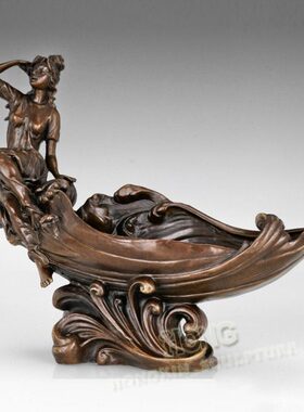 铜雕坐浪少女EPA393欧式工艺礼品酒店样板房客厅家居室内摆件包邮