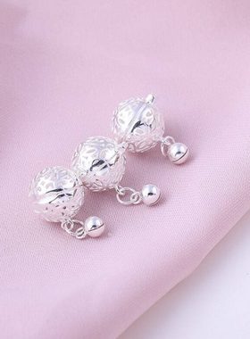 S925银古风铃铛吊坠可打开宫铃挂坠香囊球挂件链项链坠子古风配饰