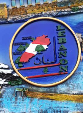 黎巴嫩创意手工彩绘树脂风景工艺品壁饰 装饰圆盘摆件 收藏伴手礼