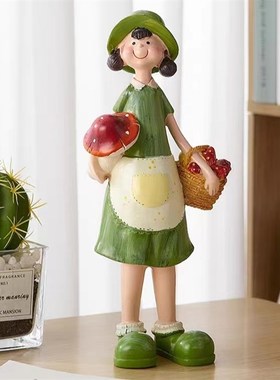 法式田园创意手工彩绘可爱v情侣小孩家居客厅电视柜装饰摆件礼物