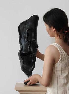 法式中古风落地雕塑台摆件罗马柱底座家居客厅玄关方形柱子装饰品