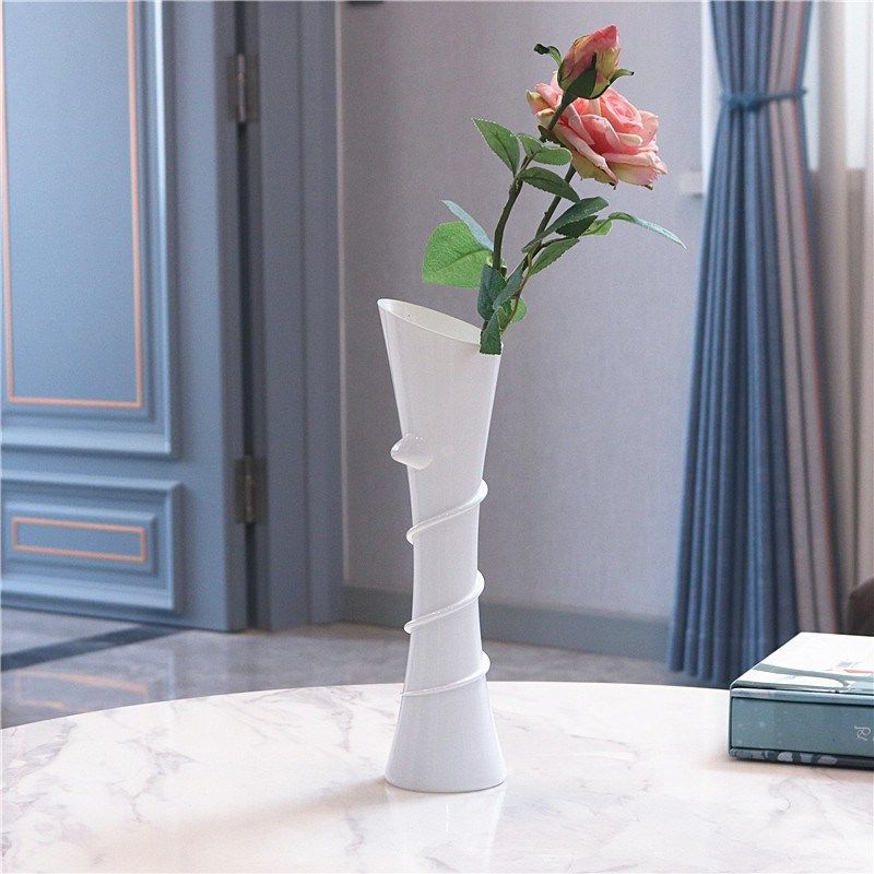 现代中式黑色白色玻璃花瓶小口插花餐桌酒店摆件单只Z小花瓶创意,淘宝优惠券,粉丝福利购,淘宝优惠卷
