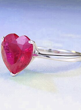 珠宝 2023新款9r25银4克拉心形10*10高碳钻戒指爱心欧美简约