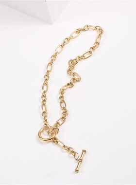 粗款项链 OT 扣 钛钢L电镀18k金项链