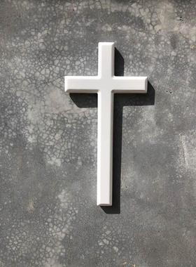 白色实木挂墙十字架 家居摆件墙饰壁挂家庭聚会 木质十字架大型