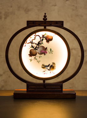 刺绣摆件成品创意苏绣台屏中国风摆台桌面台灯屏风装饰礼品送老外