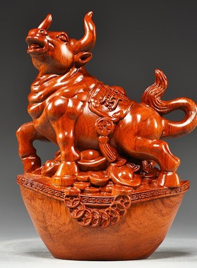 十二生肖雕刻摆件实木质鼠牛虎兔龙蛇马羊猴鸡狗猪木头装饰吉祥物