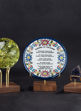 创意水晶球底座展示架奇石收纳架多功能托架盘子支架实木桌面摆件