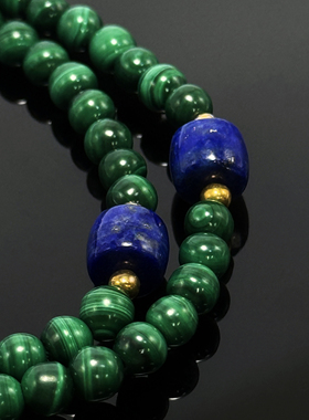 BUDDIA孔雀石青金石毛衣项链