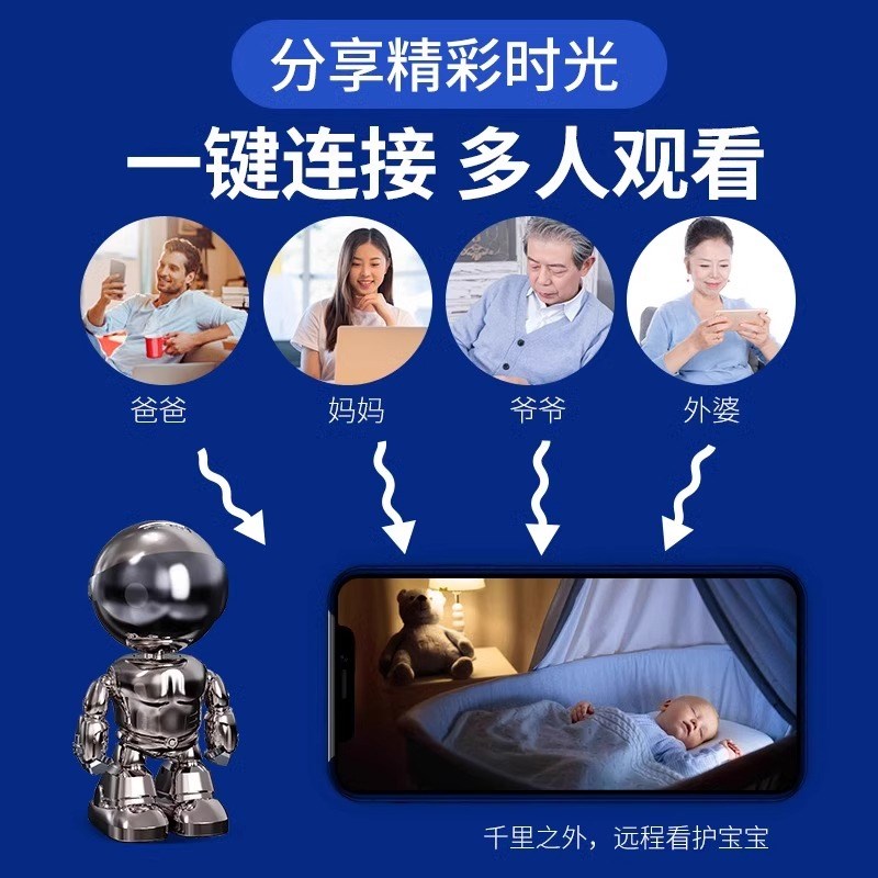 家用摄像头室内店铺用商用360度无死角全景高清夜视手机远程监控 - 图1