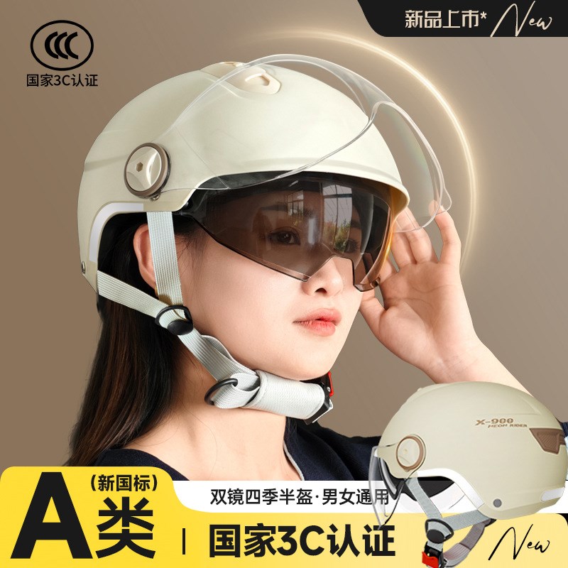 夏季电动车摩托车头盔男女士F电瓶车四季通用夏天半盔 - 图0