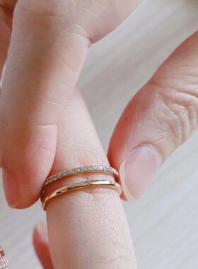 叠戴出奇迹！神仙戒指～素金满钻双层锆石闪耀心动精致耐看指环