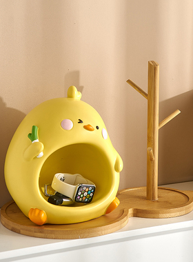 创意可爱鸭e子摆件入户玄关钥匙收纳客厅桌面电视柜装饰品乔迁礼