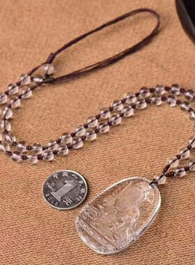 白水晶八大守护神吊坠本命佛文殊菩萨生肖兔人挂坠男女款