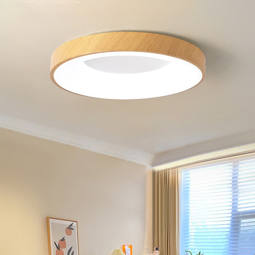 新中式LED吸顶灯简约现代原木纹客厅主卧室房间阳台2026新款灯具 - 图0