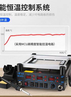 汉邦SS872热风枪拆焊台三合一智能恒温电烙铁bga预热台加热返修台