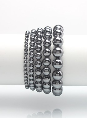 天然保健太赫兹能量石单圈手链A融冰圆珠切角钛赫兹多晶硅手串