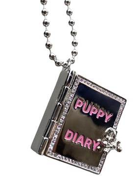 【小狗的秘密f】小狗日记可以打开的盒子项链创意童趣吊坠锁骨