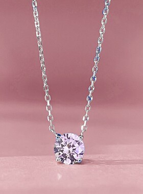 珠宝 欧美新款项链S925银6.5mm一克拉时尚百搭X项链锁骨项链