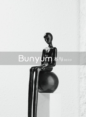 现代轻奢金属抽象l人物雕塑摆件高档样板间售楼处软装客厅玄关饰