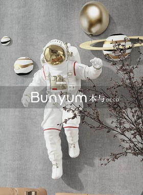 现代创意宇航员壁挂雕塑摆件客厅卧室墙面装M饰品样板间儿童房软