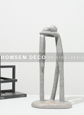 简约现代创意艺术树脂抽象人物情侣雕塑摆N件样板房间电视柜摆设