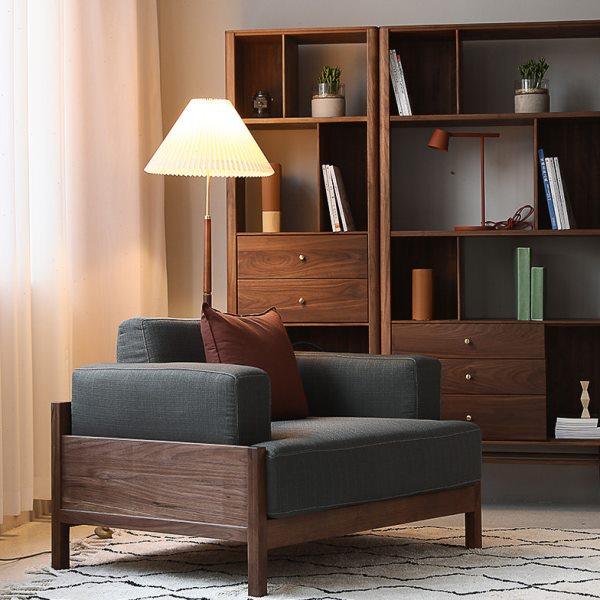 凡人家私全实木沙发黑胡桃木日式简约北欧客厅家具三单人布艺整装,淘宝优惠券,粉丝福利购,淘宝优惠卷