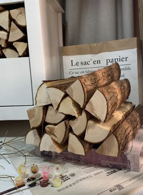 木柴装饰b壁炉摆件客厅民宿原木木材橱窗陈列拍摄创意道具木头手