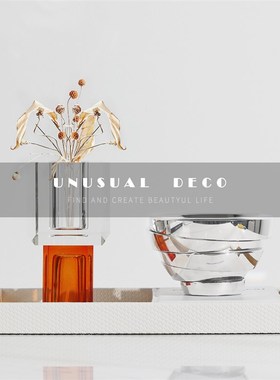 现代极简轻奢香h槟色水晶层叠碗型摆件样板房客厅茶几玄关软装饰